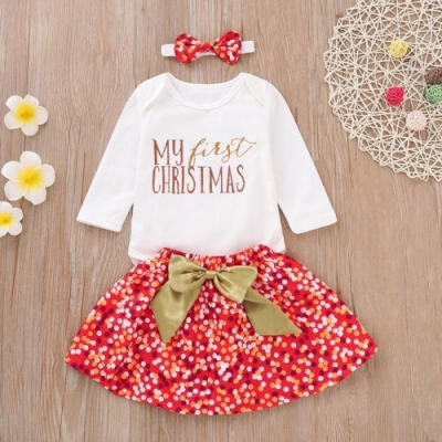 

Newborn Baby Girl Tops Romper Tutu Dress Skirt Outfits 3Pcs Set Clothes 0-24M