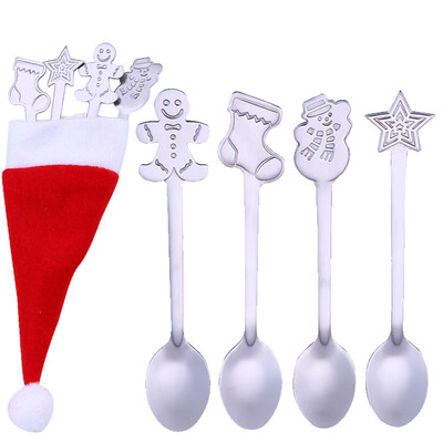 

Tailored 4PCS Christmas Colorful Spoon Handle Spoons Flatware Ice Cream Drinking Tools BK