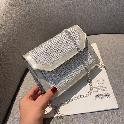 

2019 new cool cool color crossbody bag female chic casual wild chain shoulder bag fashion personality small square bag