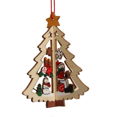 

〖Follure〗1PC New Christmas Tree Ornaments Hanging Xmas Tree Party Decor 3D Wooden Pendant