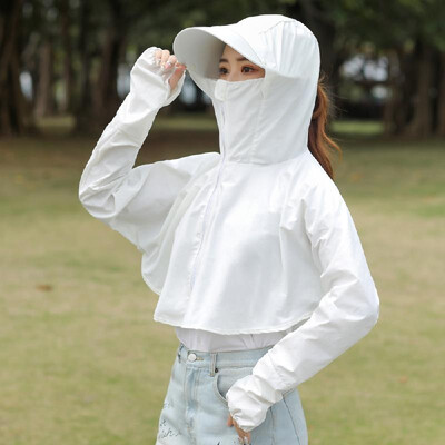 

Outdoor Women 360° Sun Protection Clothing Long Sleeve Clothes with Wide Brim Sun Hat Detachable Cap
