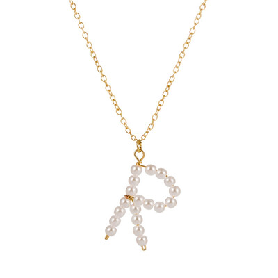 

New Fashion A-Z 26 Letter Necklace Alphabet Pendant Jewelry Statement Elegant Pearl Gold Chain Long Necklace