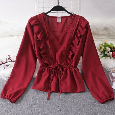 

Women Long Sleeve Loose T Shirts Ladies Summer Casual Chiffon Blouse Tops Shirt