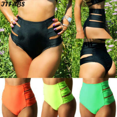 

Womens Sexy Bikini Thong Bottom Brazilian V Cheeky Ruched Swimwear High Waist CA