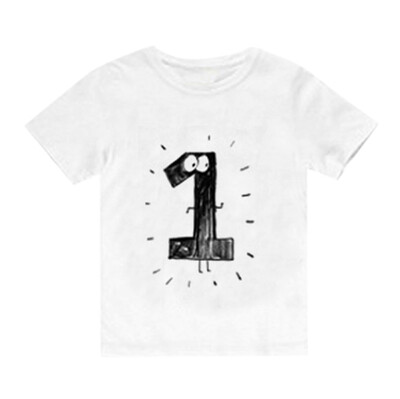 

Newborn Baby Kids Boy Girl Number Cartoon Short Sleeve T-shirt Tee Tops Clothes