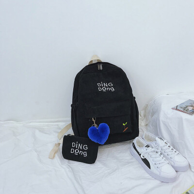 

Japanese version of Ancient Girls Mild Campus schoolbag Korean version of junior high school students shoulder bag simple corduroy