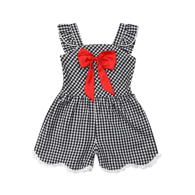 

Toddler Kid Baby Girl Plaid Bowknot Romper Bodysuit Jumpsuit Outfit Set 1-6Y