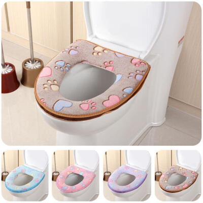 

New Thicken Soft Toilet Seat Cover Warm Bathroom Mat Set Toilet Zipper Cushion