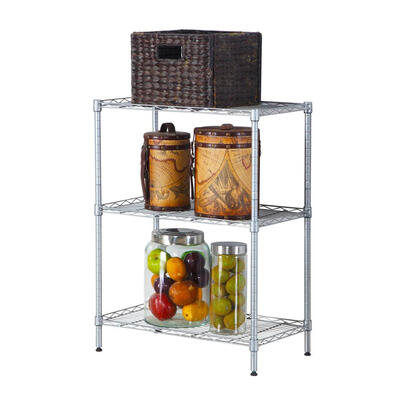 

Household Concise Assembled 3 Layers Carbon Steel PP Storage Rack Silver