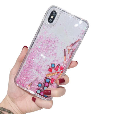 

Applicable apple xsmax mobile phone shell tide female cartoon cosmetics floating quick sand powder 6s789plus transparent Makeup