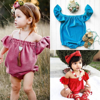 

Lovely Casual Infant Baby Girls Summer Off Shoulder Romper Bodysuit Outfits Sunsuit