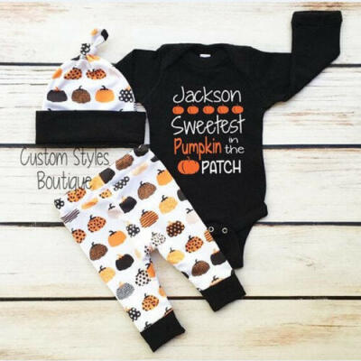 

3pcs Newborn Infant Baby Boy Girl Outfits Clothes Romper Bodysuit Pants Legging