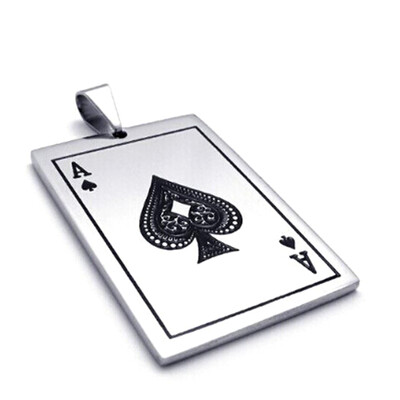 

Personality Stainless Steel Playing Card A Poker Pendant Necklace for Men&Women Creative Cool Pendant Necklace