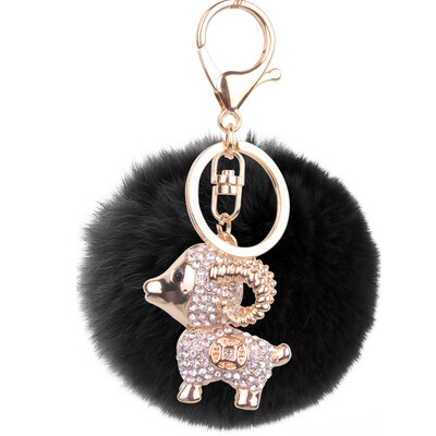 

Cartoon Keychain Korea Rex Rabbit Hair Ball Alloy Cartoon Lamb Bag Pendant Car Gift