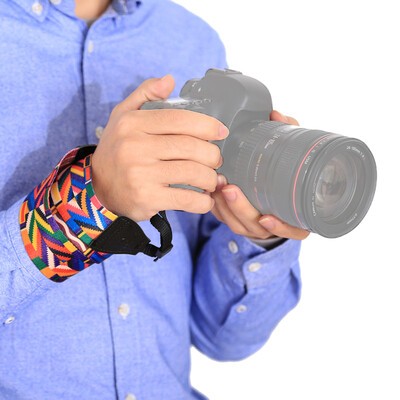 

Retro Style Double Cotton Yard Colorful Pattern Shoulder Neck Strap Camera Strap Bags Wristband for Canon SLR DSLR Cameras PU6009