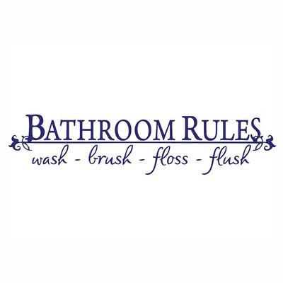 

Toponeto BATHROOM RULES Wash Brush Floss Flush Quote Saying Wall Sticker For Bathroom