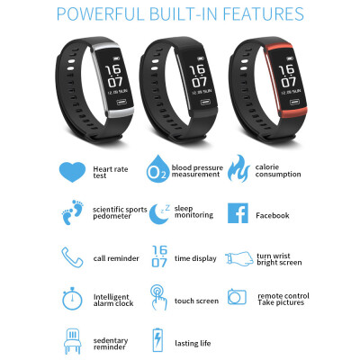 

Fitness Tracker Smart Bracelet Wristband Watch 096" OLED Touch Screen BT 40 IP67 Waterproof Support Pedometer Sleep Heart Rate B