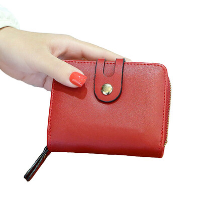 

Solid Color Women Fashion Faux Leather Clutch Purse Multi Slots Short Wallet