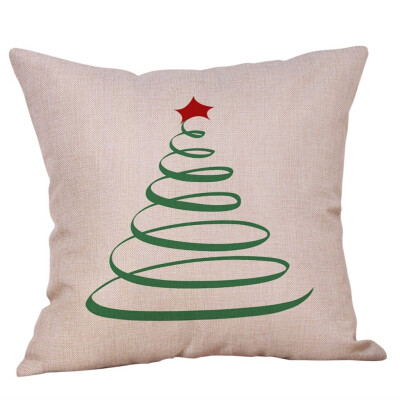 

Siaonvr Merry Christmas Pillow Cases Cotton Linen Sofa Cushion Cover Home Decor