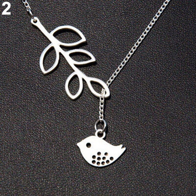 

Women\s Fashion Cute Cutout Branch Leaves Bird Owl Love Charm Short Necklace