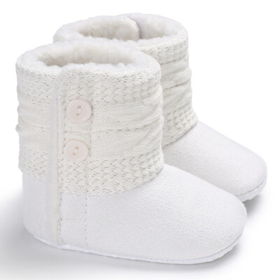 

WEIXINBUY Winter Baby Snow Boots Warm Toddler Shoes Baby Girl Shoes Knitted Solid First Walker Infant Newborn Shoes Footwear