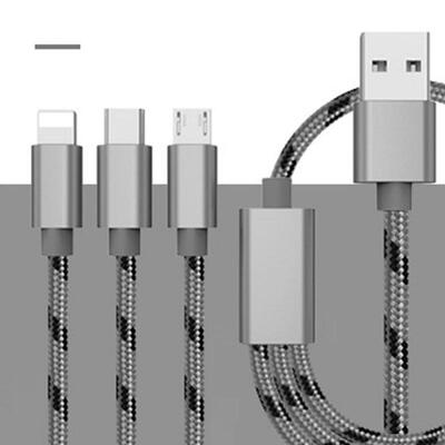 

3-in-1 Charge Cable 2A Quick Charging Cord For IPHONE HTC Huawei Cellphone-1m