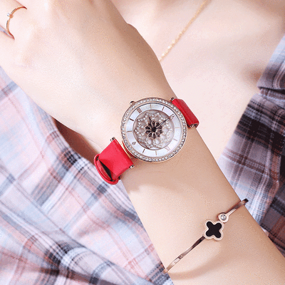 

Rotating watch female DACR diamond female watch quartz watch steel strip
