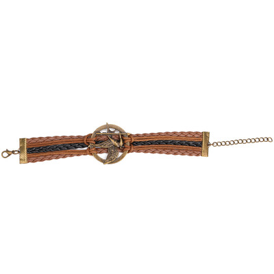 

Games Phoenix Double Color Wax Leather Strap Bracelet-Black Punk Style Symbol Design Trend Leather