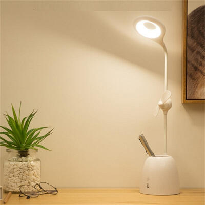 

LED Reading Light Multi-Purpose Pen Holder Fan Lights USB Charging Dormitory Desk Lamp For Students Children