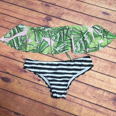 

Roseonmyhand Sexy Retro Tropical Floral Palm Leaf Bikini Bathing Suit Swimsuit Women Swimwear