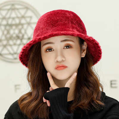 

2019 new Korean fisherman hat ladies fallwinter light plate fashion simple warm solid color mink fur basin cap wholesale