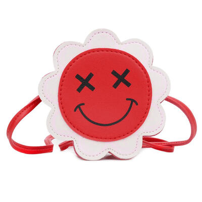 

Cute Smile Flower Shaped Shoulder Handbags Leather Kids Crossbody Bags