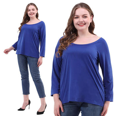 

Plus Size Loose Tops Women Knitting Long Sleeve T-shirts Solid Color Tees