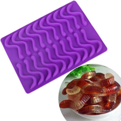 

Greensen 20 Compartments Gummy Worms Silicone Mold for Chocolate Candy Gummy Cake with Dropper