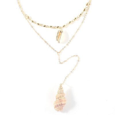 

Fashion Bead Pearl Multi layer Gold Color Conch Shell Pendants Necklace For Women Ocean Seashell Beach Necklace Jewelry
