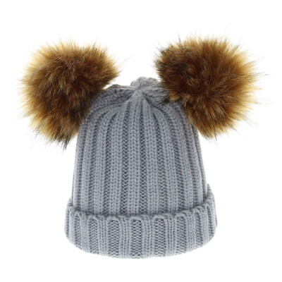 

Tailored Mother&Me Women Cap Balls Warm Detachable Copper Button Thickening Hat