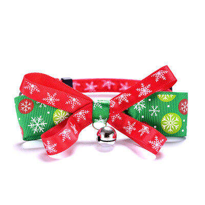 

Christmas Snowflake Bowknot Bell Adjustable Collar Pet Dog Puppy Cat Necklace