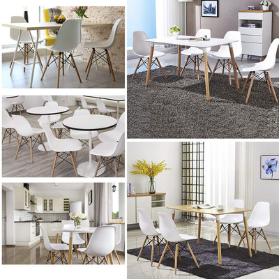 

Siaonvr Mid Century Modern Style Chair Wood Legs Dining Room Chair Plastic Seat Set of 4