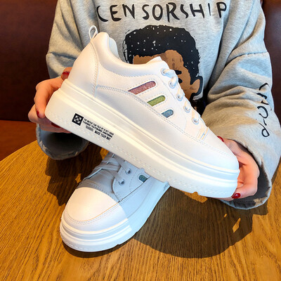 

White shoes women Korean version of Joker thick-soled student lace-up shoes ins casual Torre shoes tide in summer