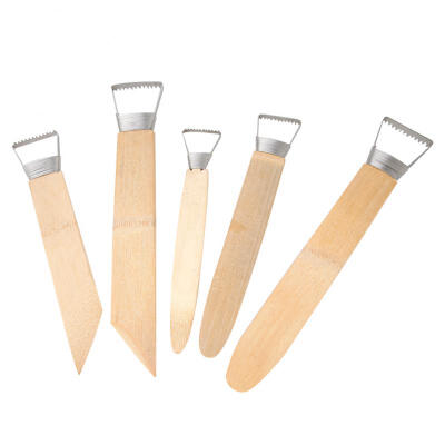 

Greensen 5PCS Wood Handle Clay Scraper Ceramic Pottery Carving Sculpture Spatula Tools