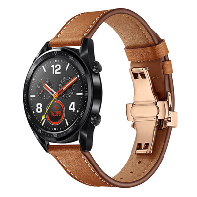 

〖Follure〗Gold Butterfly buckle Leather Wrist Watch Strap Band For Huawei GT Watch 22mm