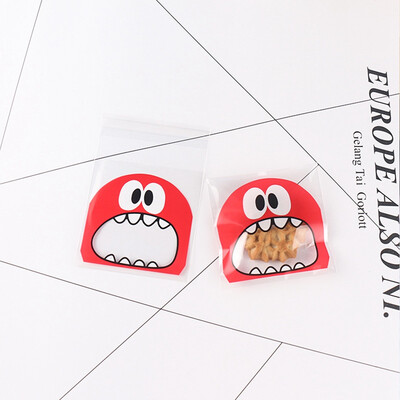 

Cute Big Mouth Monster Plastic Bag Wedding Party Cookie Candy Gift Bags Self Adhesive Halloween Party Favors