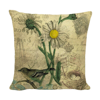 

Vintage Plant Flower Bird Peacock Butterfly Pillowcase Flax Cushion Cover Throw Pillow Case Sofa Home Decor
