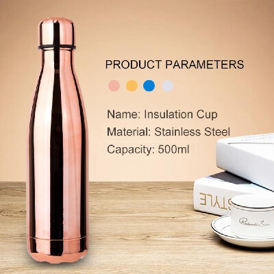 

Water Bottle Stainless Steel 500ml Vacuum Insulated Water Bottle Electroplate Insulated Cup Keeps Cold Hot for Long Time