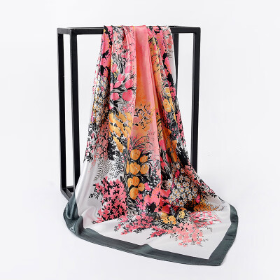 

Spring&summer new satin scarves flowers blossoming flowers ladies scarf large square scarf wholesale silk scarf wholesale