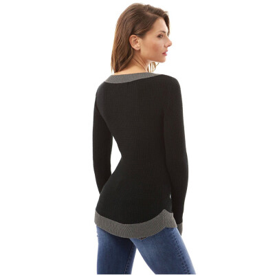 

〖Follure〗Women V Neck Long Sleeve Casual Curve Hem Sweater Women Fashion Tops BKL