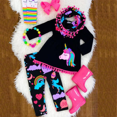 

Gift Unicorn Child Kids Baby Girls Outfits Clothes Long Sleeve T Shirt TopsLeggings NEW