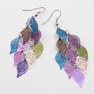 

New Fashion Gold Silver Color Bohemian Jewelry Drop leaves Earrings for Women