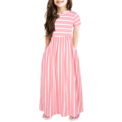 

Toddler Baby Girls Short Sleeve Striped Print Dress Kids Dresses Clothes