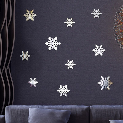 

〖Follure〗Gold Silver Snowflake Christmas Wall Sticker Home Decoration Mirror Sticker
